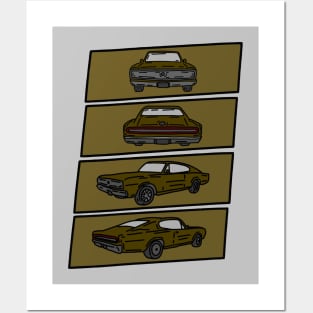 muscle car vintage illustration Posters and Art